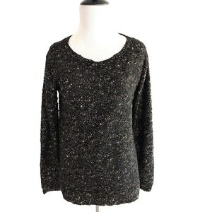 Jessica Simpson | Johanna Pullover Crewneck Top Size S Black Gold Long Sleeve